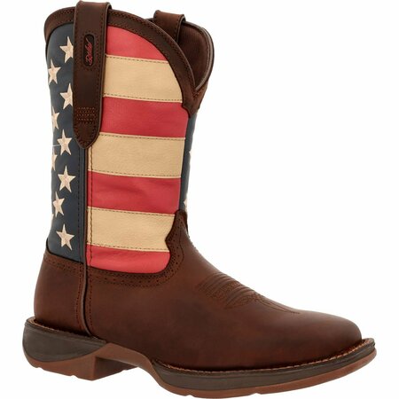 DURANGO Rebel by Patriotic Pull-On Western Flag Boot, BROWN/UNION FLAG, 2E, Size 10.5 DB5554